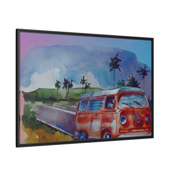 Vintage Hawaiian Bus Framed Canvas