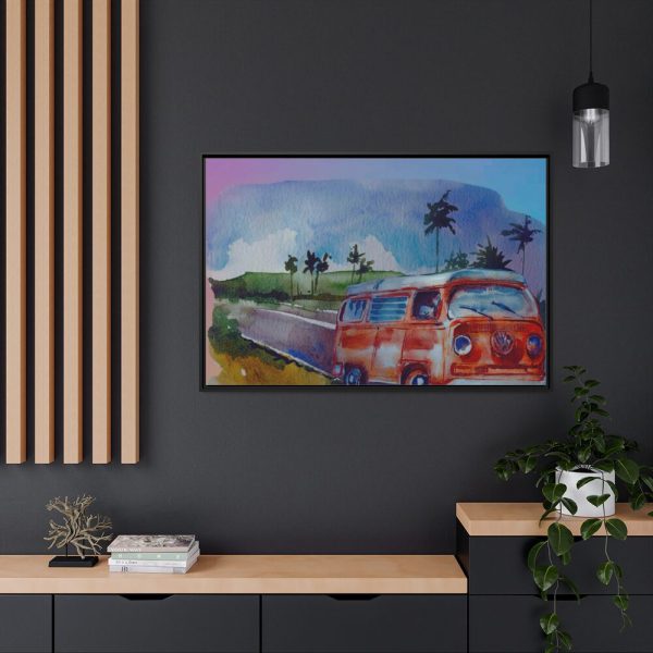 Vintage Hawaiian Bus Framed Canvas