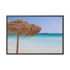Parasol On The Beach Framed Canvas