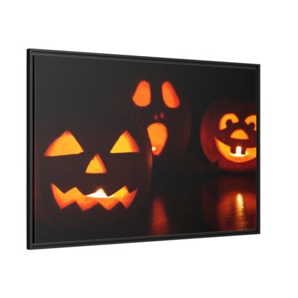 Halloween Pumpkin With Candles Inside Framed Canvas