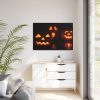 Halloween Pumpkin With Candles Inside Framed Canvas