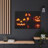 Halloween Pumpkin With Candles Inside Framed Canvas