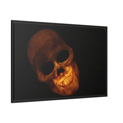 Human Skull in Dark Framed Canvas