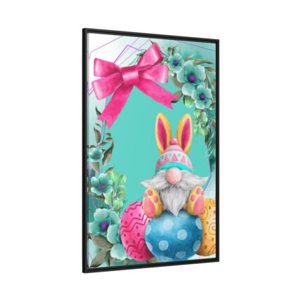 Easter Bunny Gnome And Eggs Framed Canvas