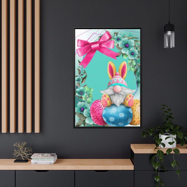 88299-114.jpg Easter Bunny Gnome And Eggs Framed Canvas