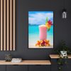 88299-179.jpg Tropical Colorful Drink on the White Sand Beach Framed Canvas