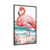Flamingo On Tropical Beach Framed Canvas