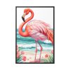 Flamingo On Tropical Beach Framed Canvas