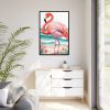 Flamingo On Tropical Beach Framed Canvas