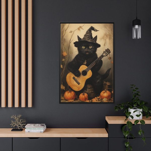 88299-44.jpg Black Cat Musician Poster Framed Canvas