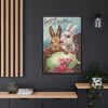 Easter Bunny Easter Eggs Framed Canvas