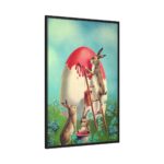 Easter Bunny Paints Eggs Framed Canvas