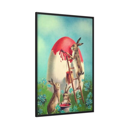 Easter Bunny Paints Eggs Framed Canvas