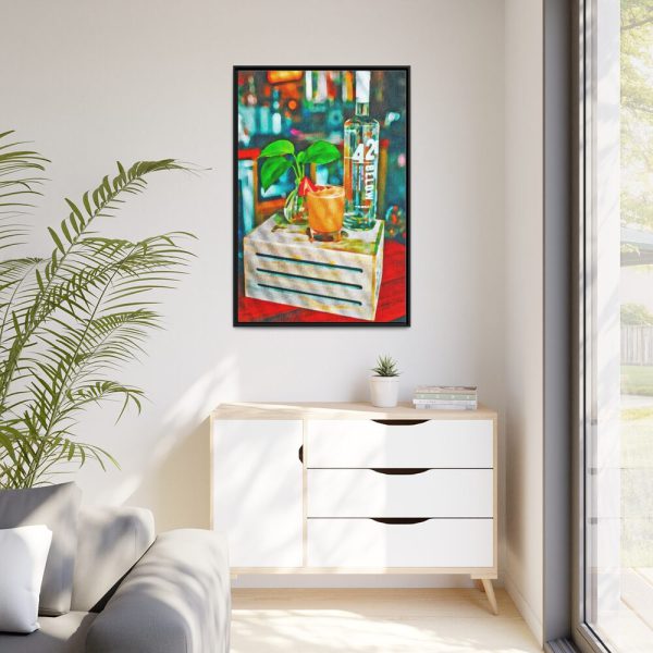 Watercolor Digital Paper Cocktails Framed Canvas