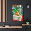 Watercolor Digital Paper Cocktails Framed Canvas