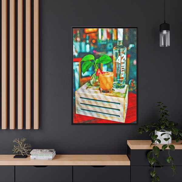 Watercolor Digital Paper Cocktails Framed Canvas