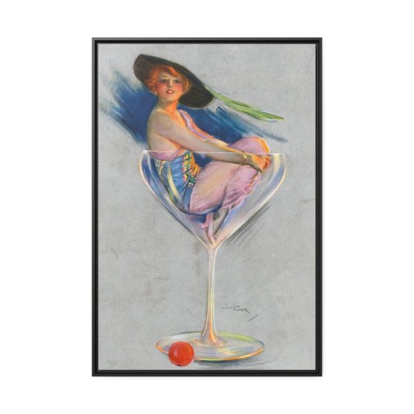 Glamorous Woman in a Wine Glass Framed Canvas