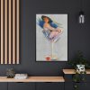 Glamorous Woman in a Wine Glass Framed Canvas