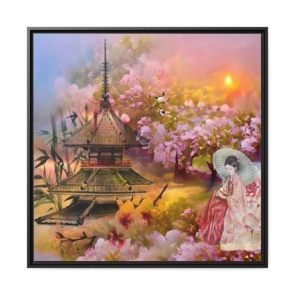 88302-1.jpg Nihon Kenchiku Within a Pink Flowers Fremed Canvas