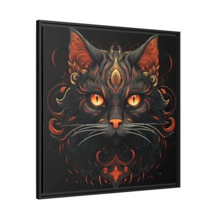 Halloween Mystic Black Cat Framed Canvas