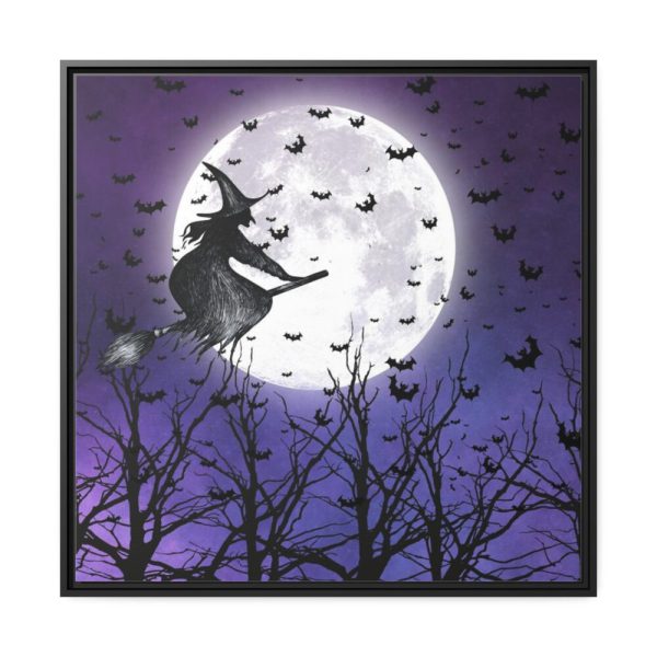 88302-116.jpg Halloween Witch Flying Broom Framed Canvas