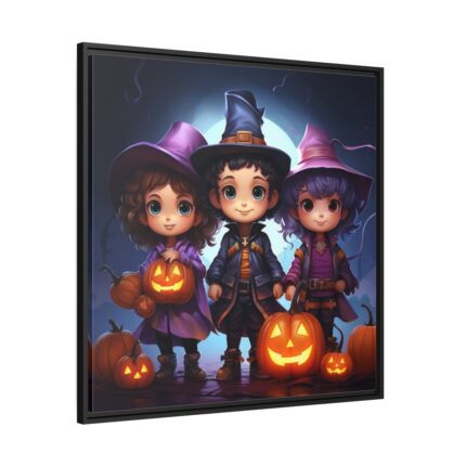 Halloween Kids Cartoon Art Framed Canvas