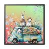 Easter Rabbits Spring Van Framed Canvas