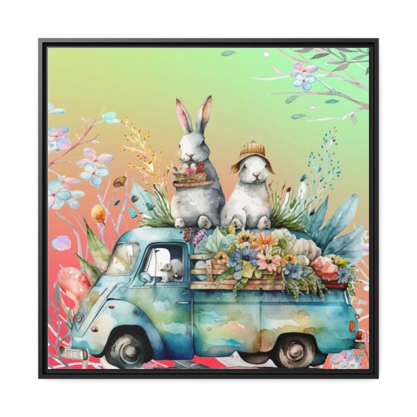 Easter Rabbits Spring Van Framed Canvas