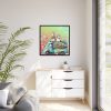 Easter Rabbits Spring Van Framed Canvas
