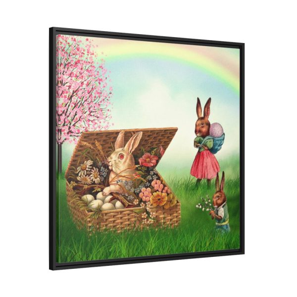 Easter Bunny in Basket Framed Canvas