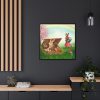 Easter Bunny in Basket Framed Canvas