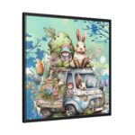 Easter Rabbits And Children Framed Canvas
