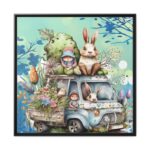 Easter Rabbits And Children Framed Canvas - Image 2