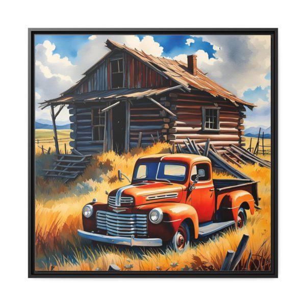 88302-16.jpg Old Red Truck Watercolor Framed Canvas