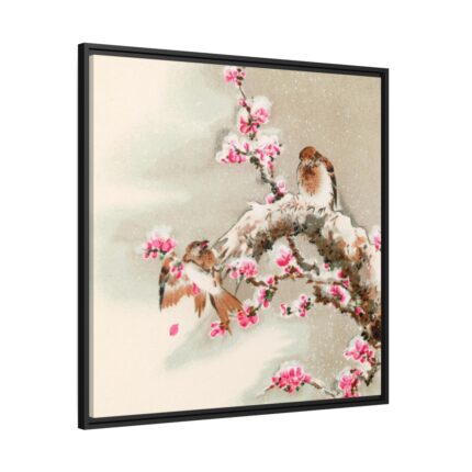 Bird Perching on Tree Top Framed Canvas