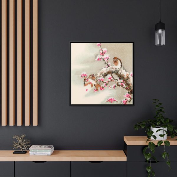 Bird Perching on Tree Top Framed Canvas