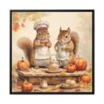 Autumn Fall Squirrels With Pumpkins Framed Canvas - Image 2