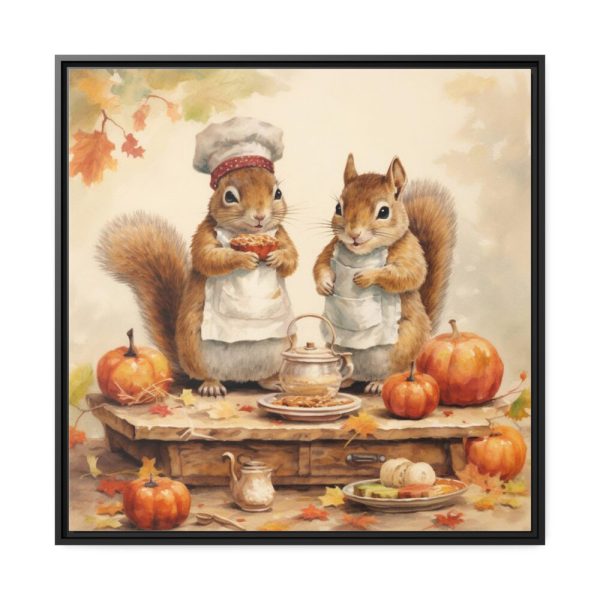88302-166.jpg Autumn Fall Squirrels With Pumpkins Framed Canvas