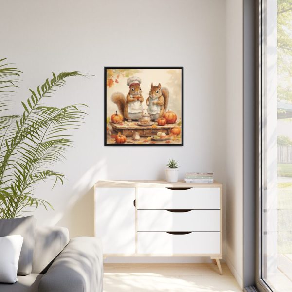 88302-168.jpg Autumn Fall Squirrels With Pumpkins Framed Canvas