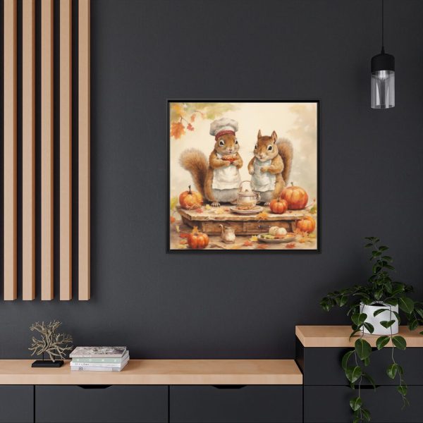 88302-169.jpg Autumn Fall Squirrels With Pumpkins Framed Canvas