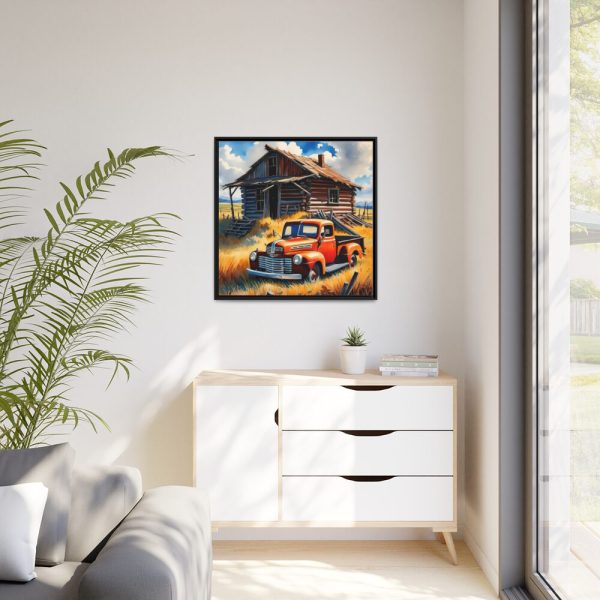 88302-18.jpg Old Red Truck Watercolor Framed Canvas