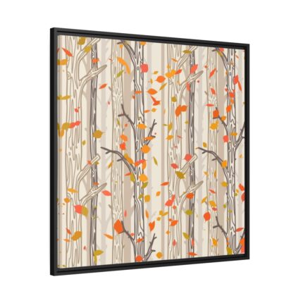 Bare Tree And Autumn Fall Leaves Framed Canvas