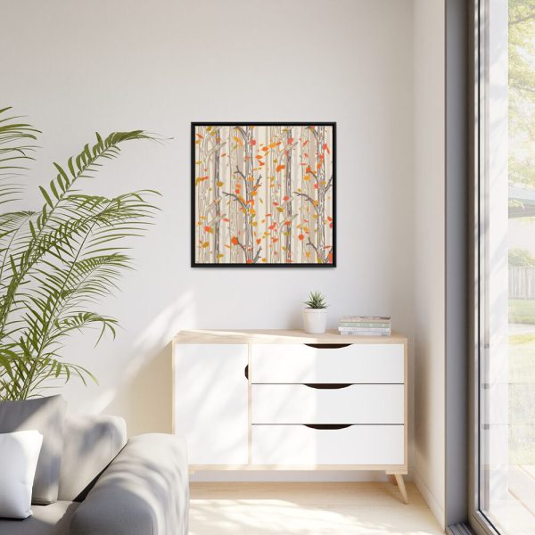 88302-183.jpg Bare Tree And Autumn Fall Leaves Framed Canvas