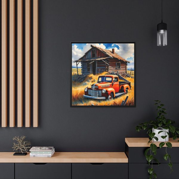 88302-19.jpg Old Red Truck Watercolor Framed Canvas