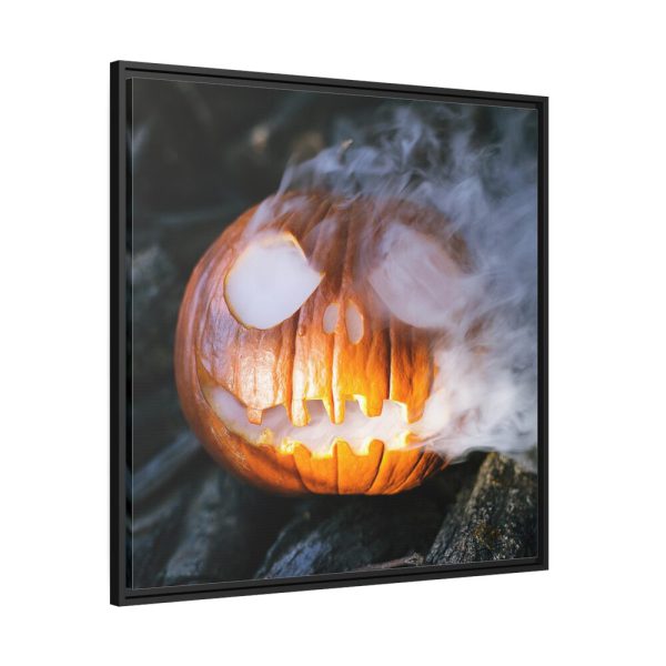 88302-20.jpg Carved Halloween Pumpkin With Smoke Framed Canvas