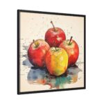 Apples Watercolor Art Framed Canvas