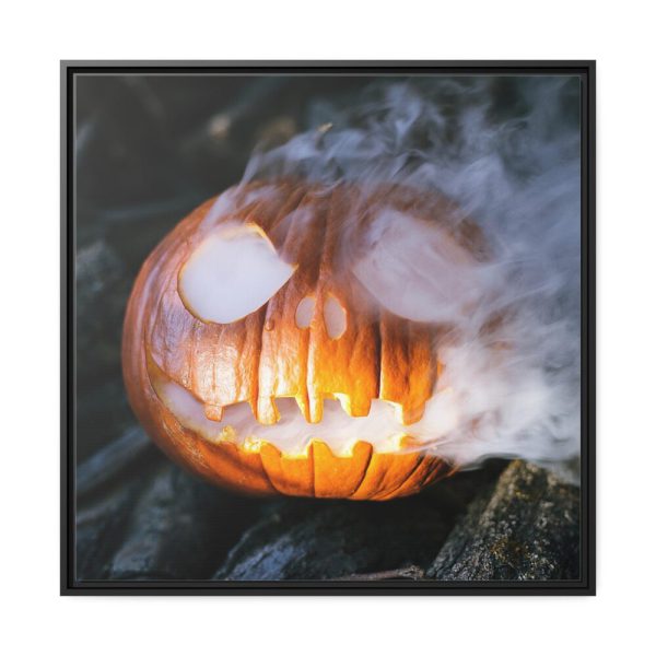 88302-21.jpg Carved Halloween Pumpkin With Smoke Framed Canvas