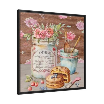 Baked Cakes on a Counter With a Vintage Wood Framed Canvas