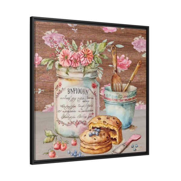 Baked Cakes on a Counter With a Vintage Wood Framed Canvas