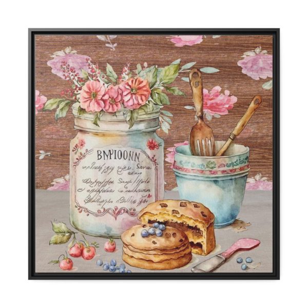 Baked Cakes on a Counter With a Vintage Wood Framed Canvas